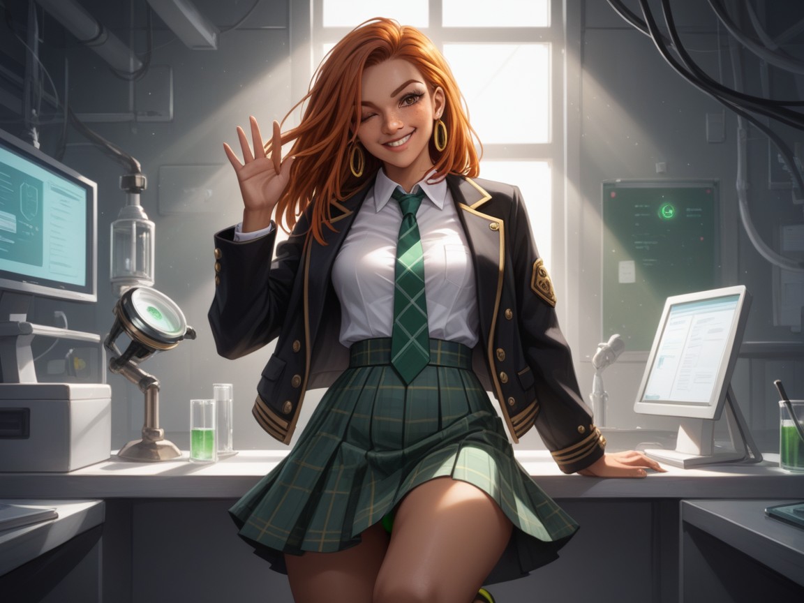 Sleek Legs, Low Torso Height, Pelo Pelirrojo Hentai IA