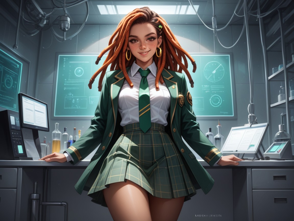 Vibrant Colors, Engineer Cosplay, Gold Blouse Under Jacket Hentai IA