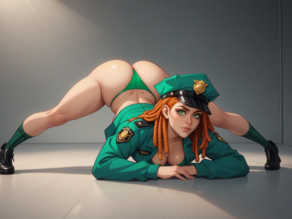 Green Plaid Skirt, Rounded Breast Width, Round Medium Ass AI Porn