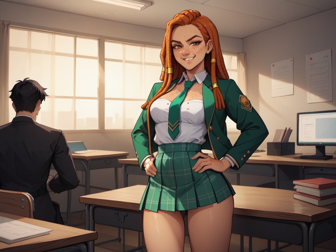 Rounded Shoulders, Hands On Hips, Noir AI Porn