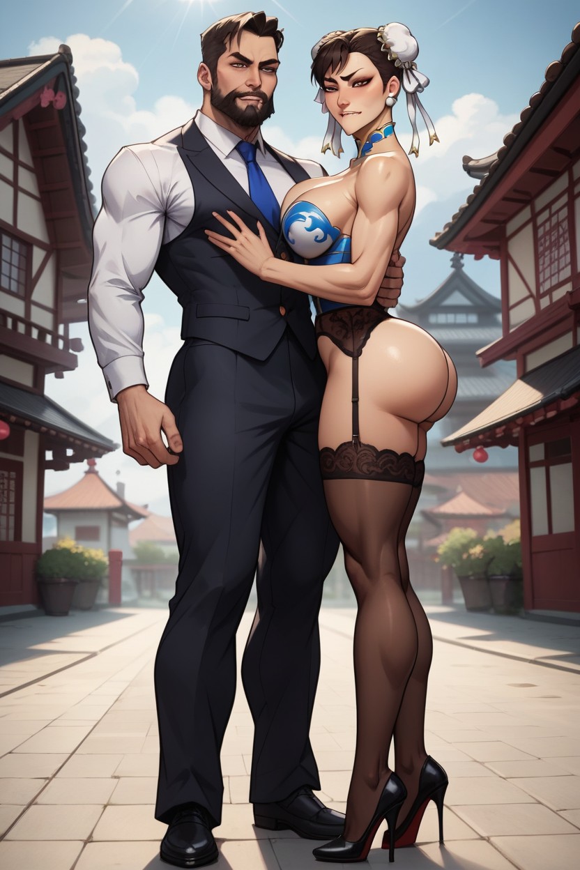 Highly Detailed Face And Eyes, Perky Large Round Bubble Butt, Add Details AI Porn