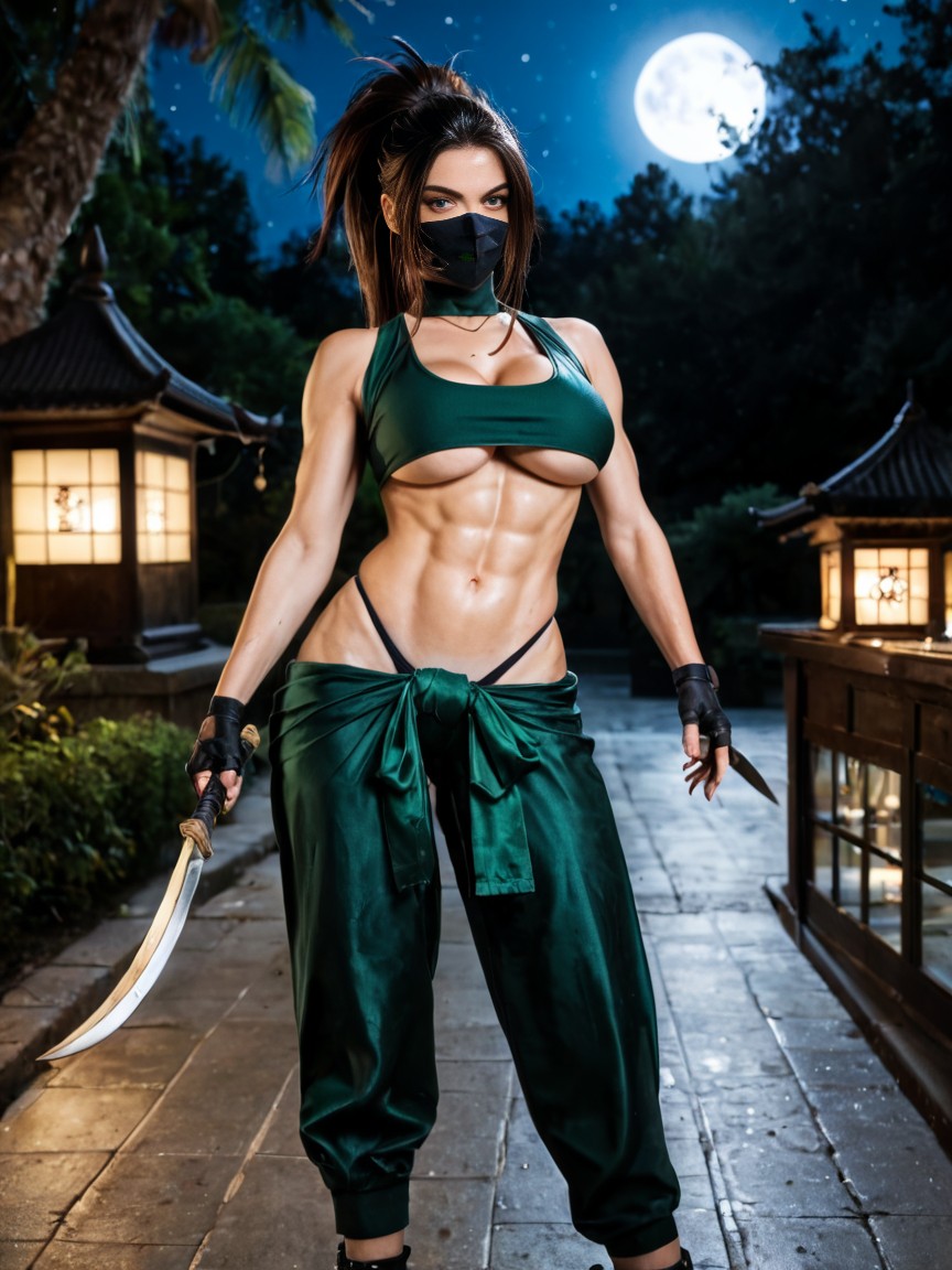 Night, Green Eyes, Thong AI Porn