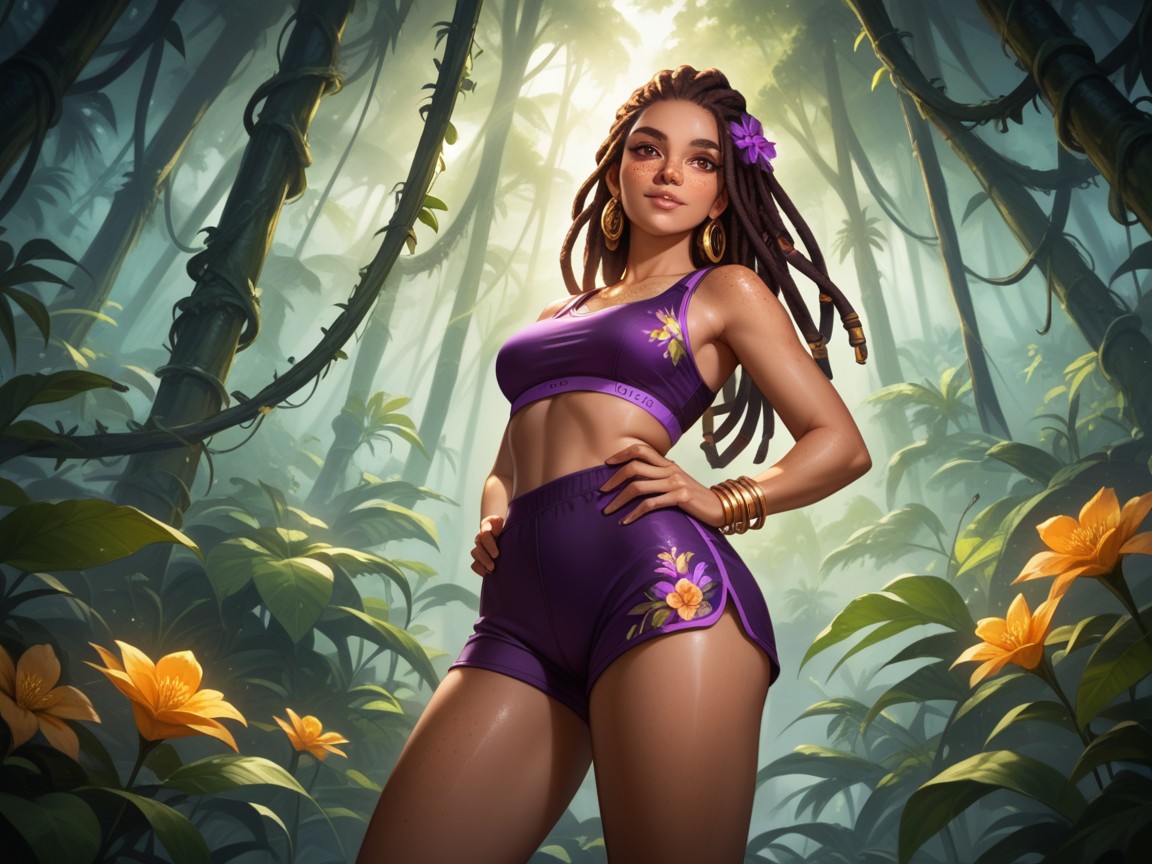 Vibrant Colors, Tan Skin, Sostén Deportivo Hentai IA
