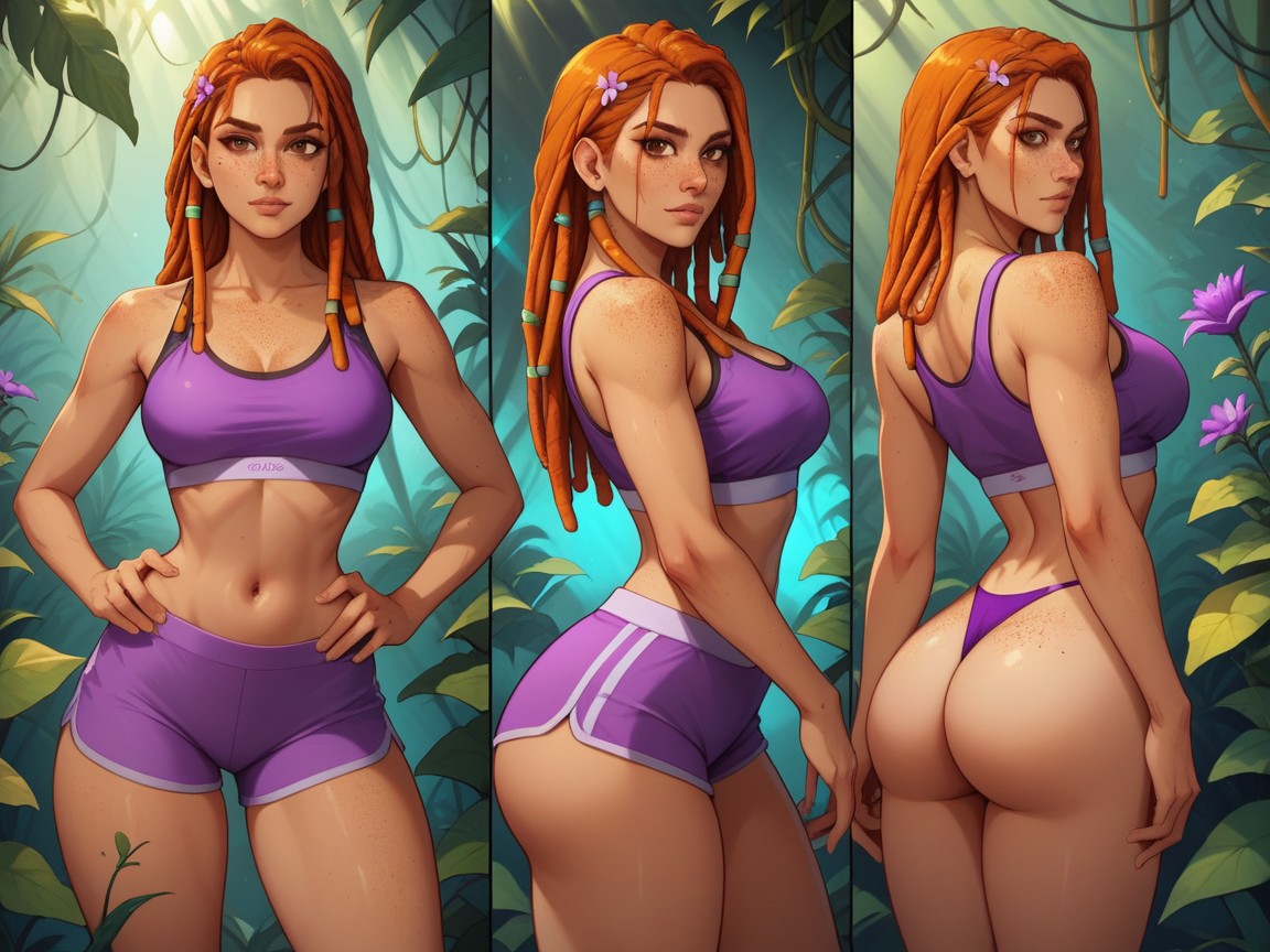 Saturated Colors, Brown Eyes, Ginger AI Porn