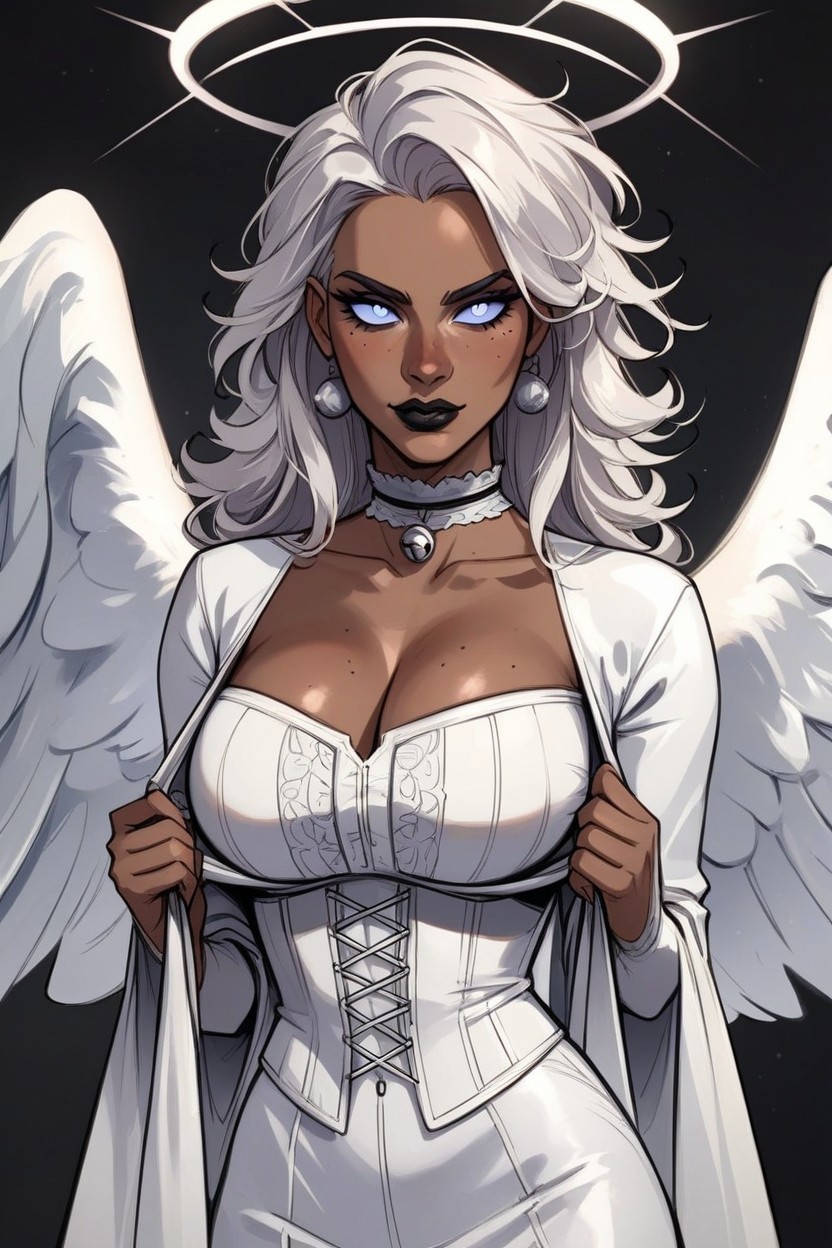 White Corset, White Hair, Milf AI Porn