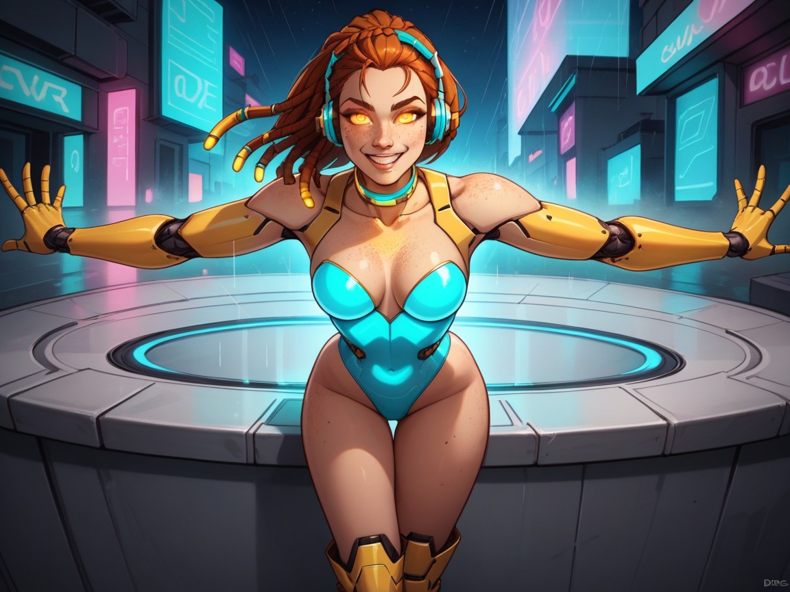 Rounded Breast Width, Pelo Pelirrojo, Ojos Brillantes Hentai IA