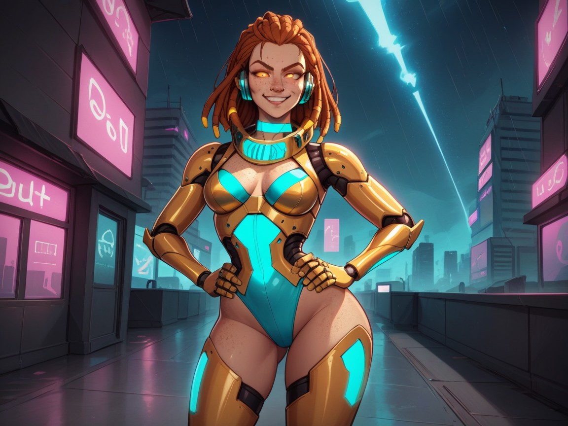Latína, Metallic Gold Collar, Culo Mediano Hentai IA