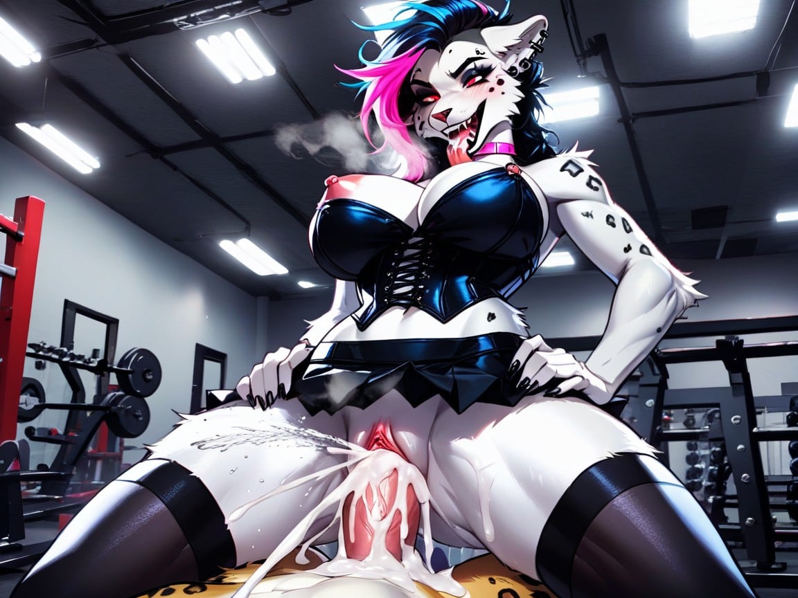 Noche, Ojos Rojos, Licking Cum Puddle Furry IA
