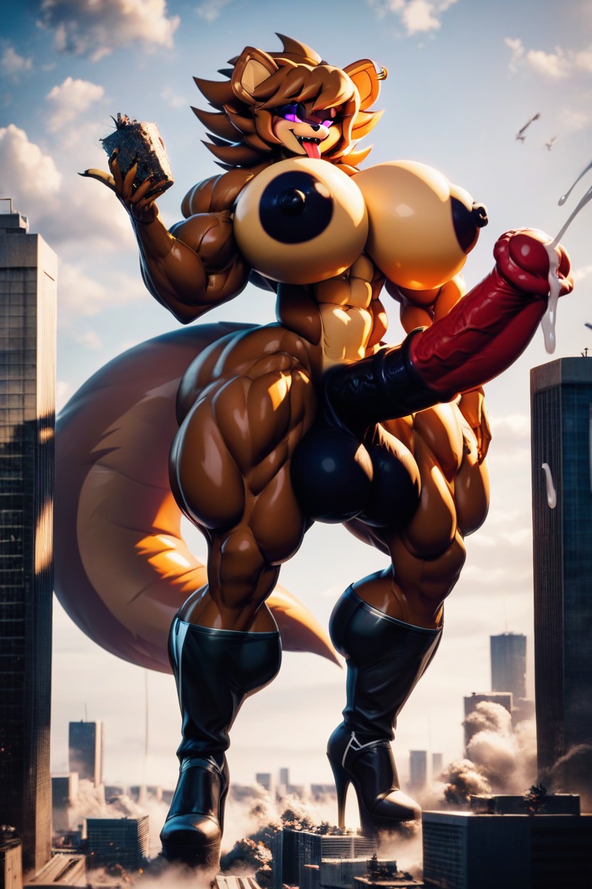 Abs, Extremely Long Cockcumming, Bodybuilder Furry AI Porn