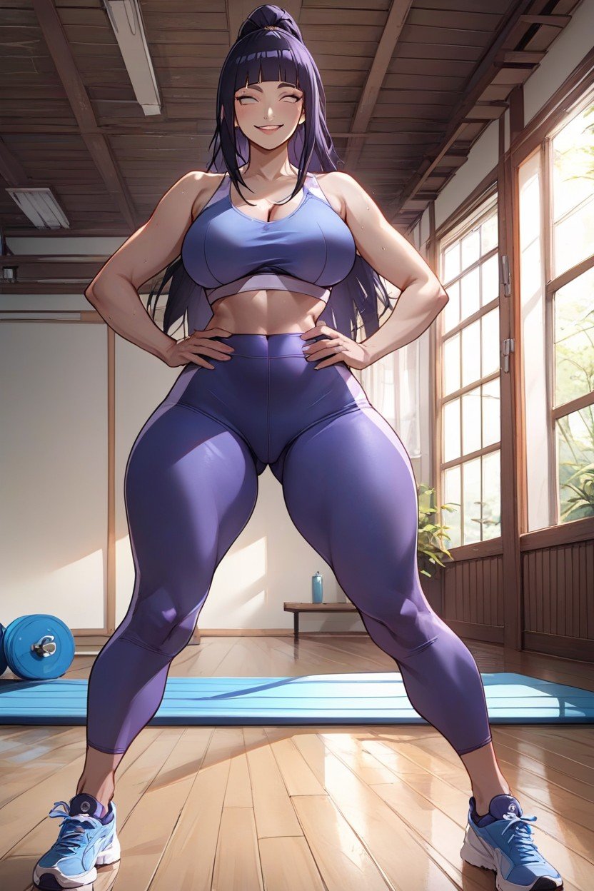 Blue Yoga Mat, Thick Thighs, Corpo Todo Hentai IA pornografia