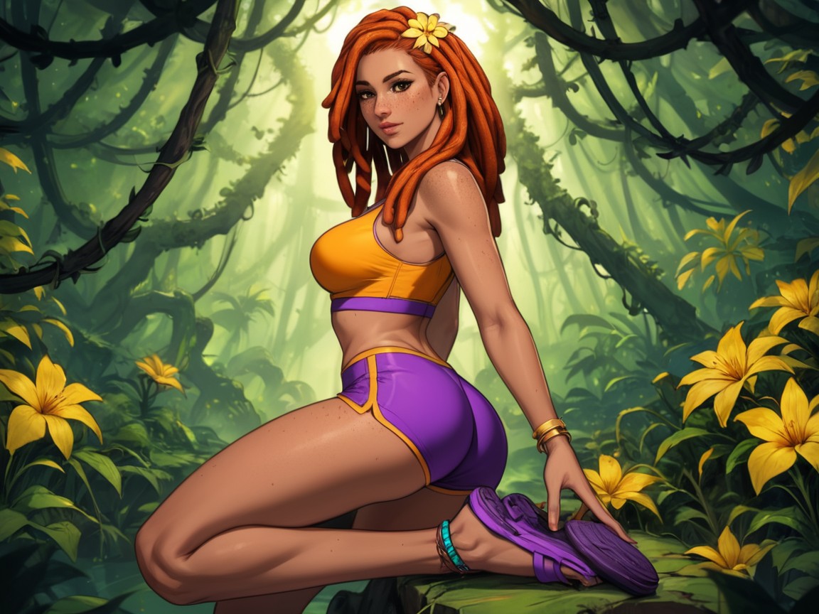 Rounded Wide Hips, 갈색, Saturated Colors 라틴 AI 야짤