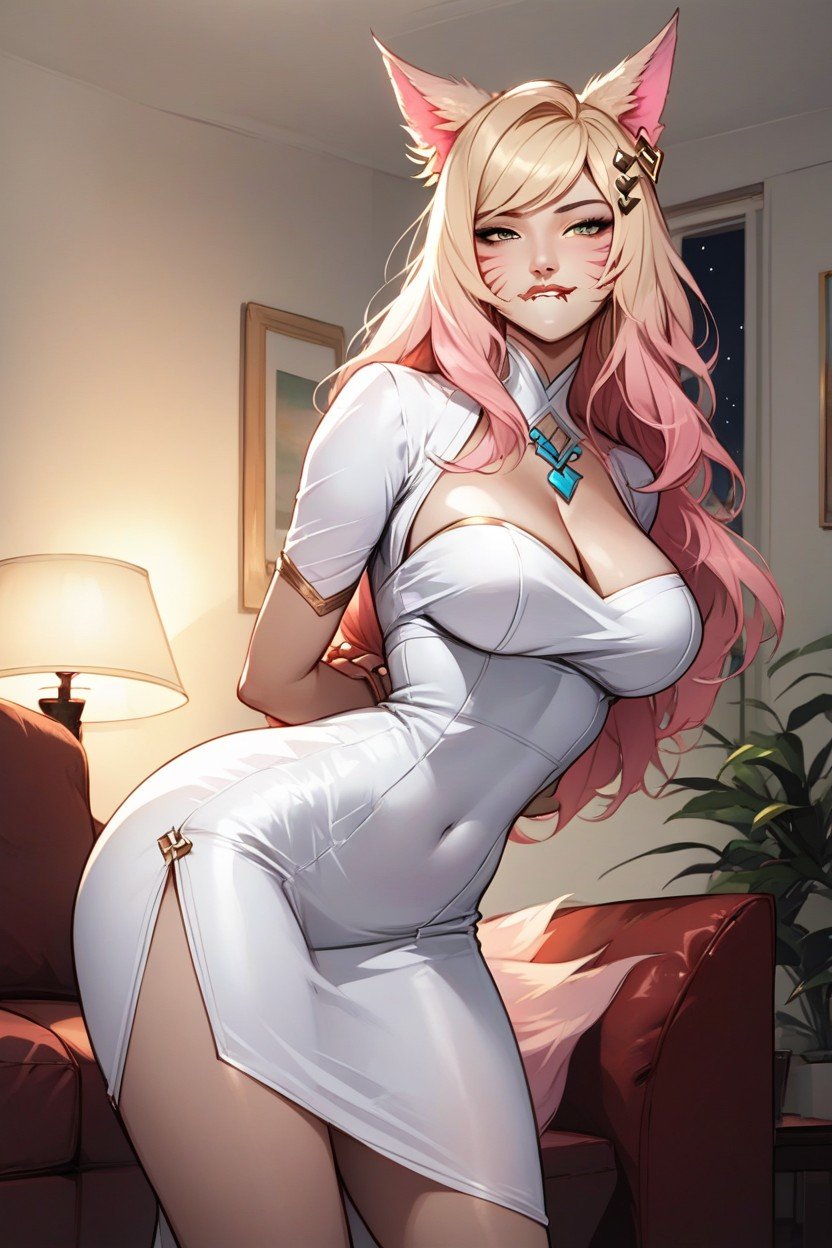 Rounded Breasts, Night Outside, Cuisses ExposéesPorno IA Hentai