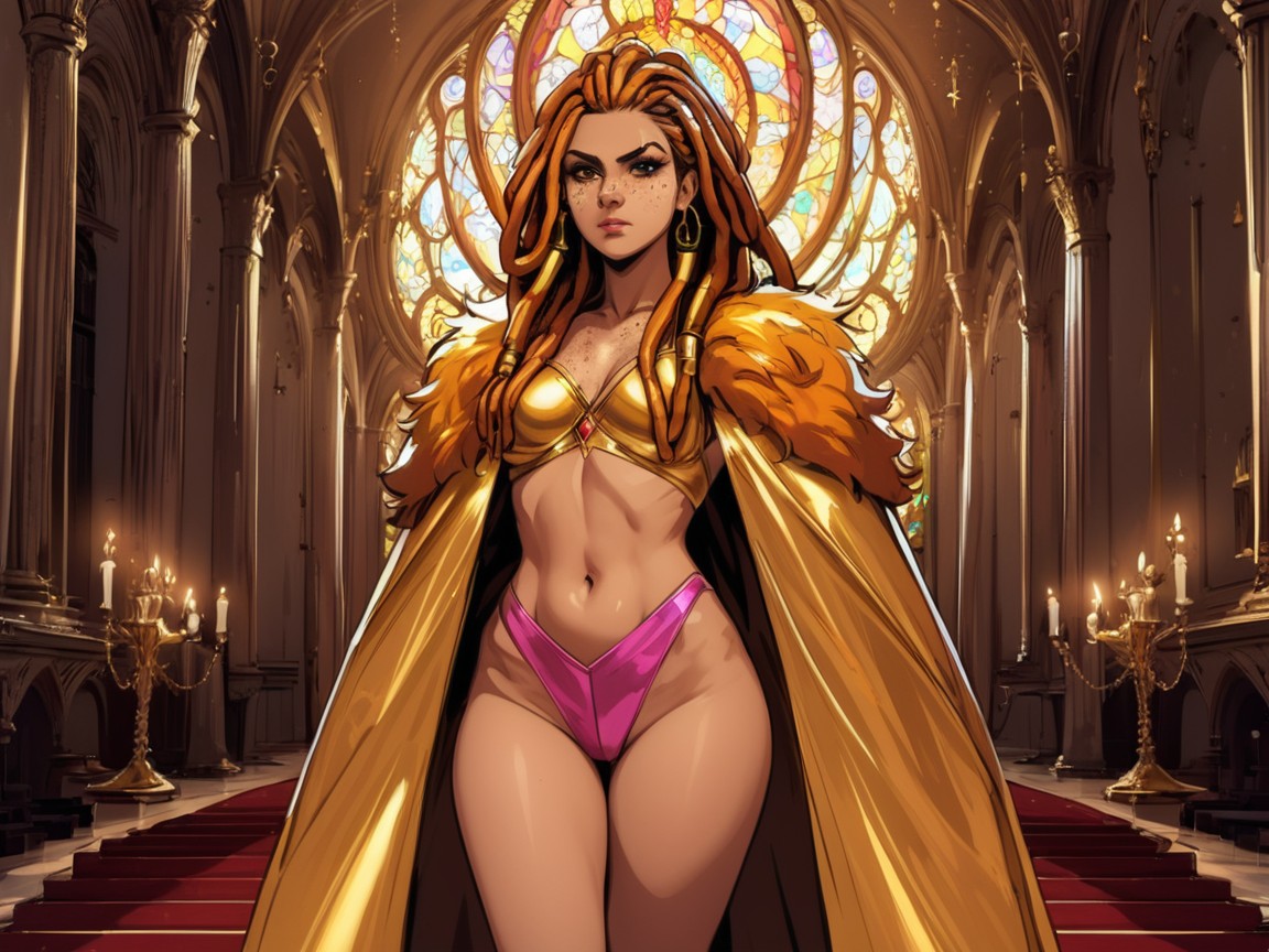 Rounded Wide Hips, High Color Contrast, Large Chandelier Porno IA Latina
