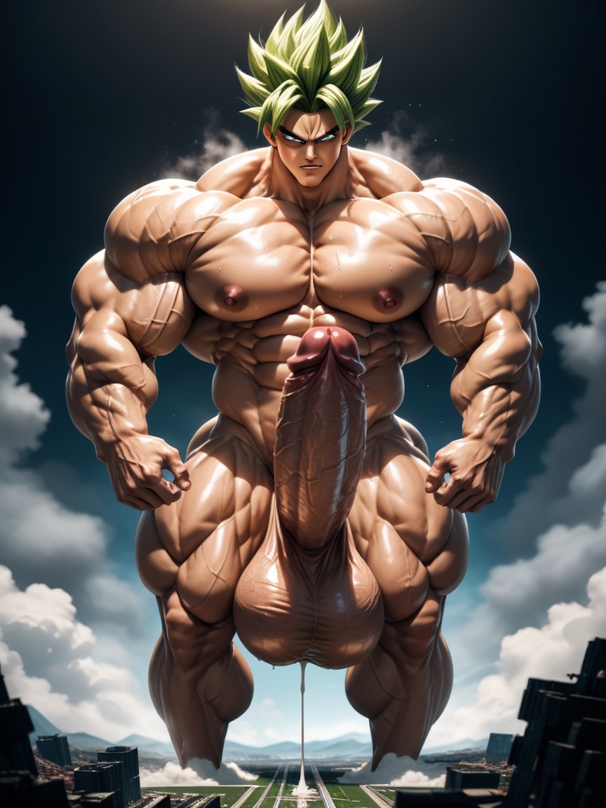 Super Saiyan, Erect Penis, Brown Skin AI Gay Porn