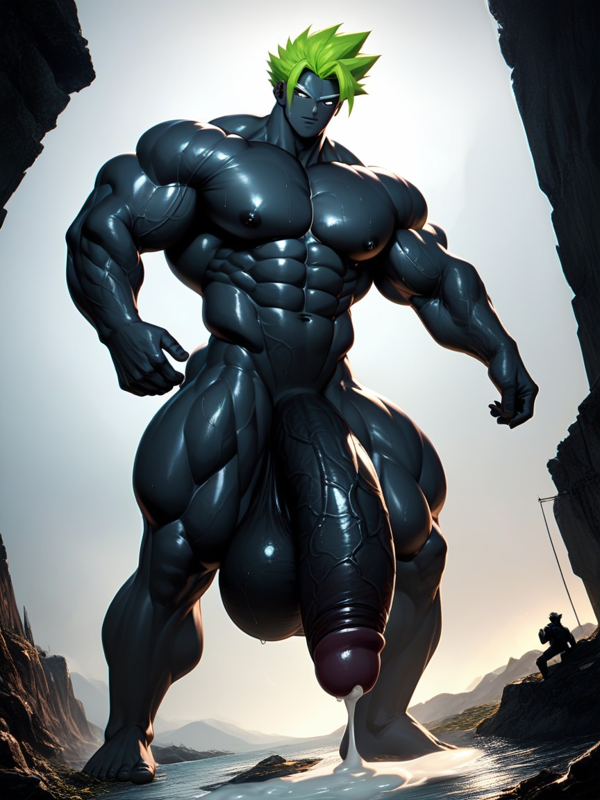 Penis Bigger Than Body, Thick Thighs, Huge Testicles AI Gay Porn