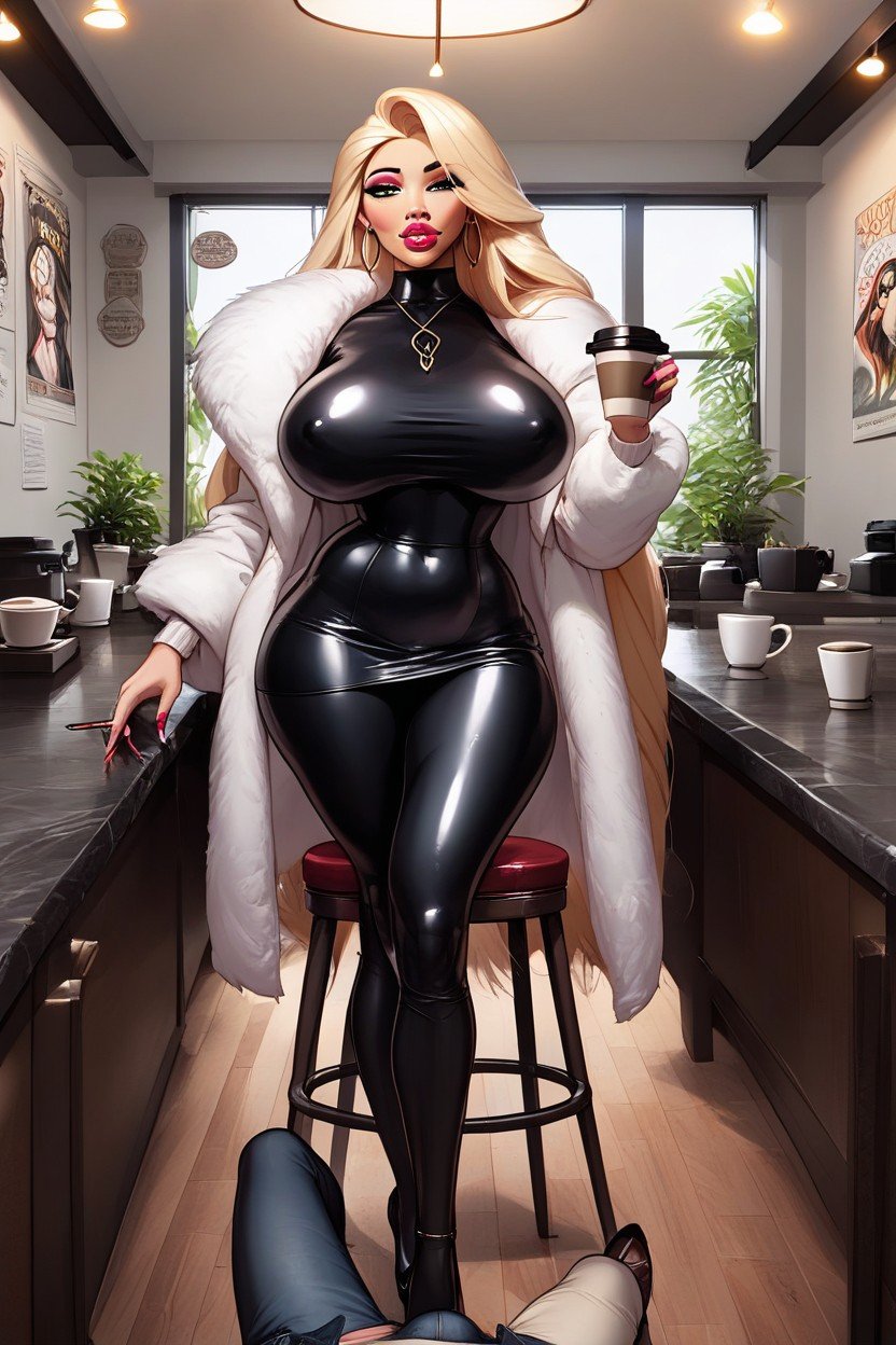 Fur Coat, Coffee, Coffee Date Shemale AI Porn