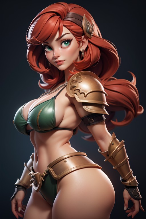 Flequillo, Thick Powerful Body, Bikini Armor Porno IA