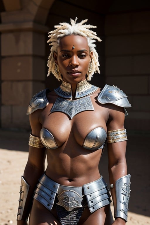 Topless, Gladiator, White Hair Shemale AI Porn