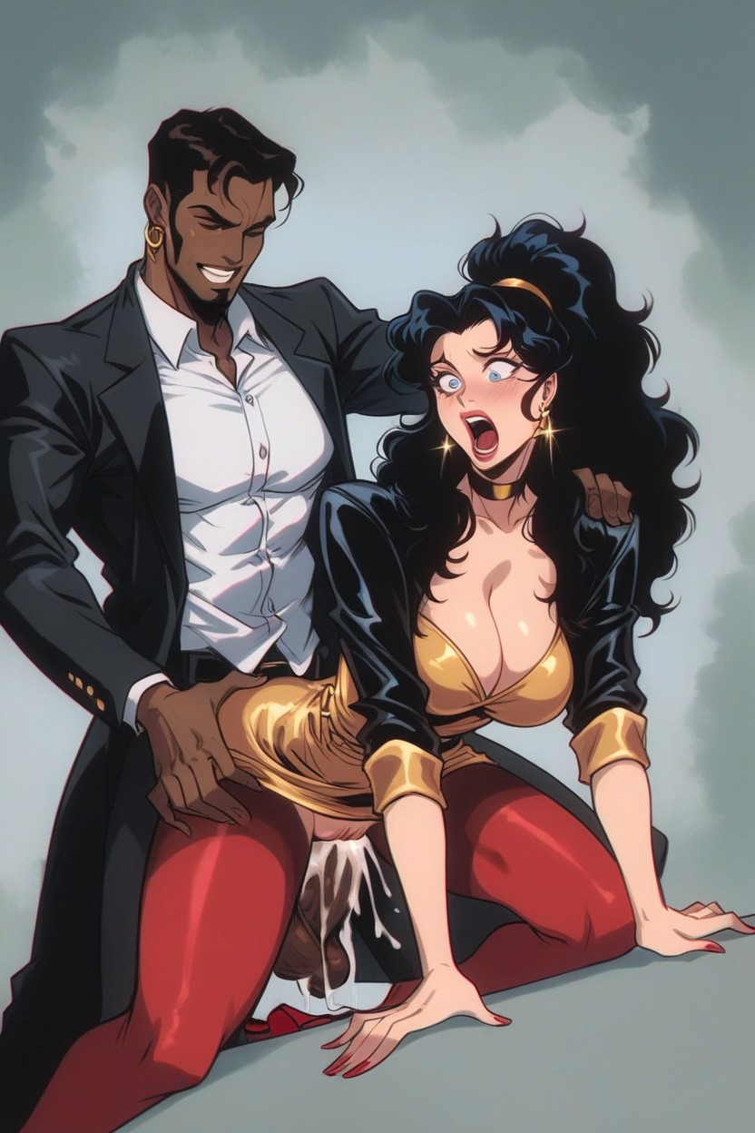 Black Hair, Gold Skirt, Gigantic Hentai AI Porn