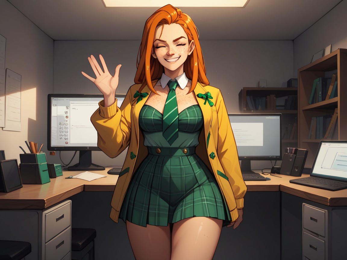 High Brightness Effect, Study Room, Round Medium Ass Hentai AI Porn