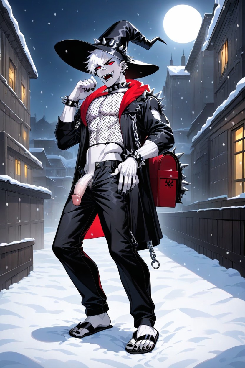 Black Nails, Holding A Backpack, Fangs AI Gay Porn