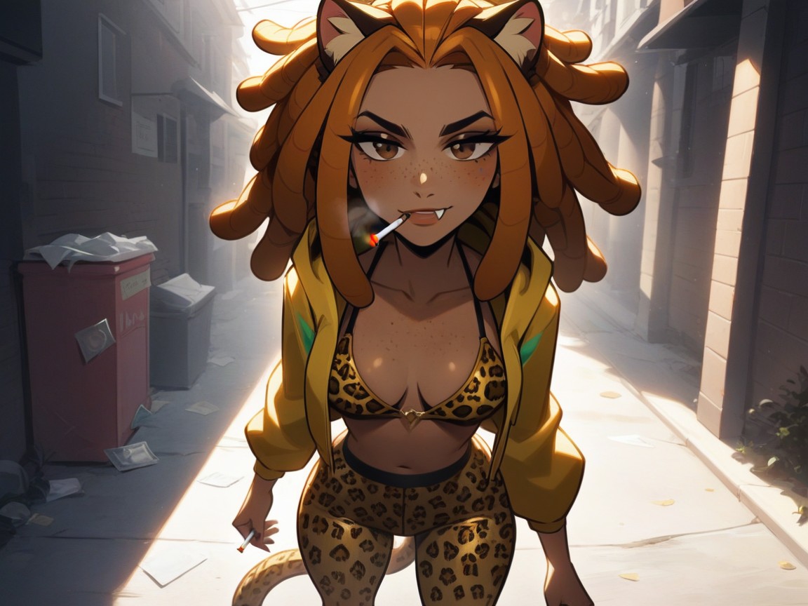 Dark Sky, Trash In Alley Way, Low Waist Gold Yoga Pants Porno IA