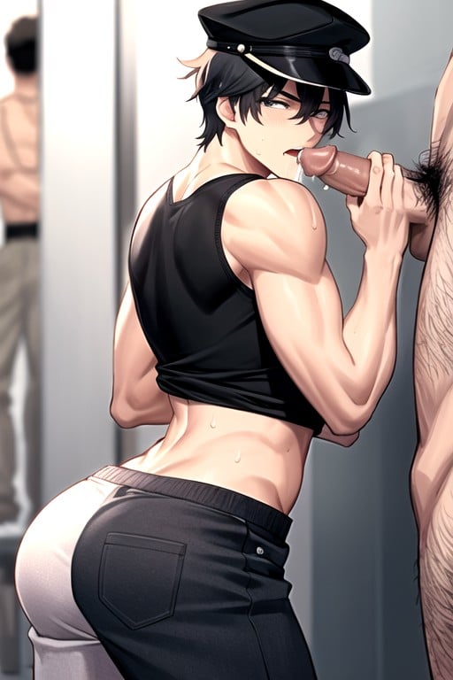 Big Thick Penis, Black Tank Top, Broad Shoulders AI Gay Porn