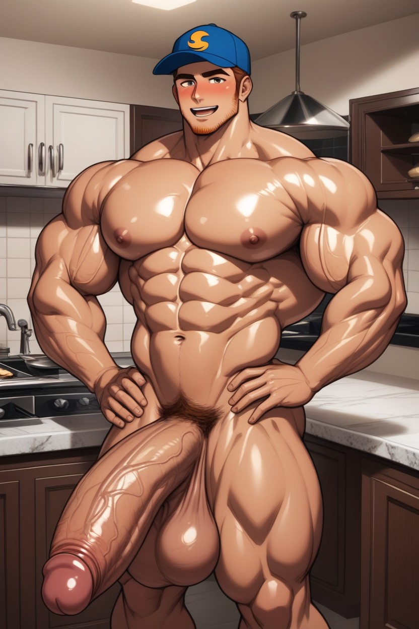 Naked, Brown Hair, Hyper Massive Balls AI Gay Porn
