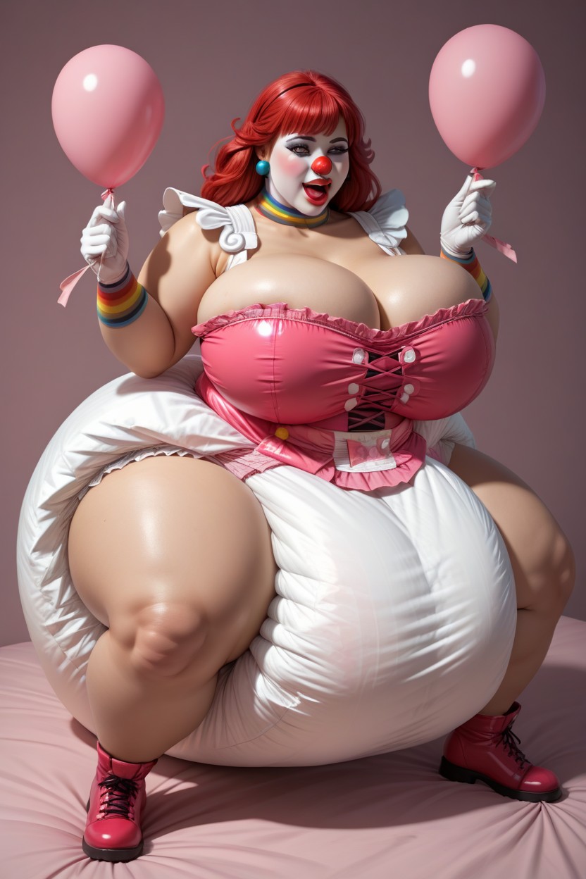 Open Mouth, Messy Diaper, Extremely Large Ass BBW AI Porn