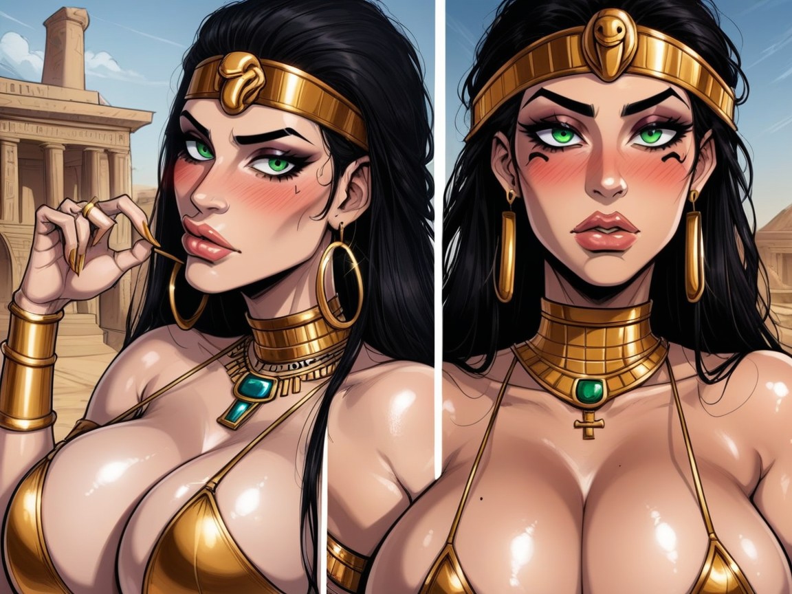 Oiled Shiny Skin, Embarrassed, Squeezing Breasts AI Porn