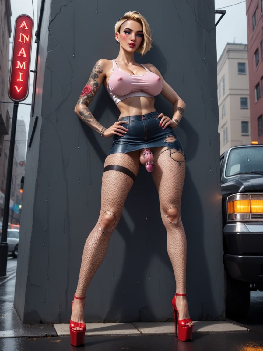 Louboutin, Tears, Mini Skirt Shemale AI Porn
