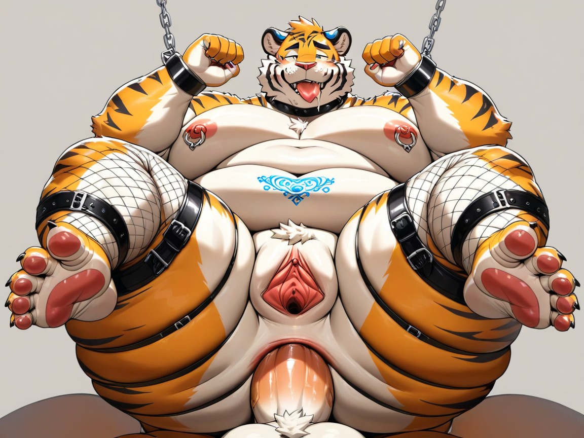 Double Penetration, Tiger, Leather Straps On Body Furry AI Porn