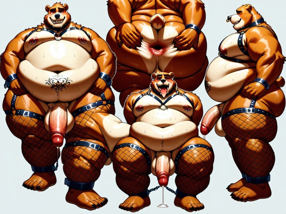 Leather Harness, Cock In Mouth, Fat Ass Furry AI Porn