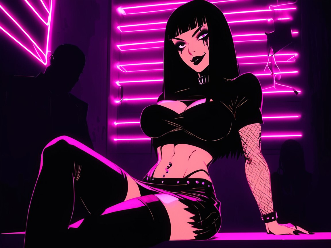 Black Hair With Blonde Bangs, Vista Lateral, Blonde Bangs Porno IA