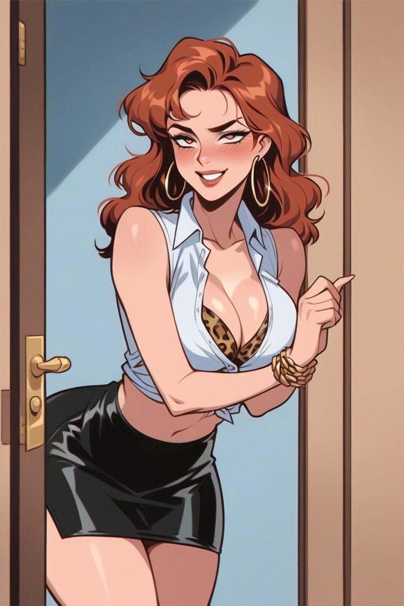 Restrained, Blushing, Hands On Door Frame Hentai AI Porn