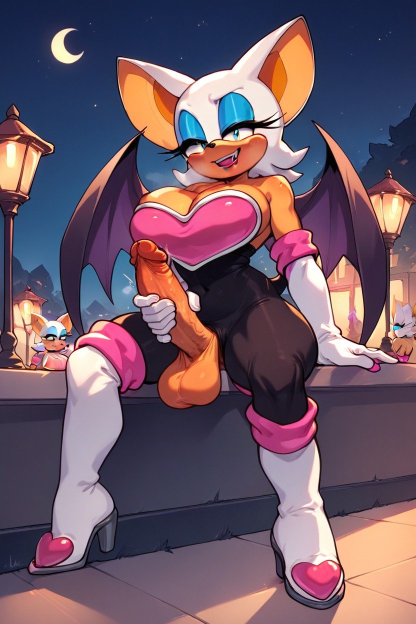 Rouge The Bat From Sonic, Masturbating In Public, Large Cock Транссексуалы AI порно