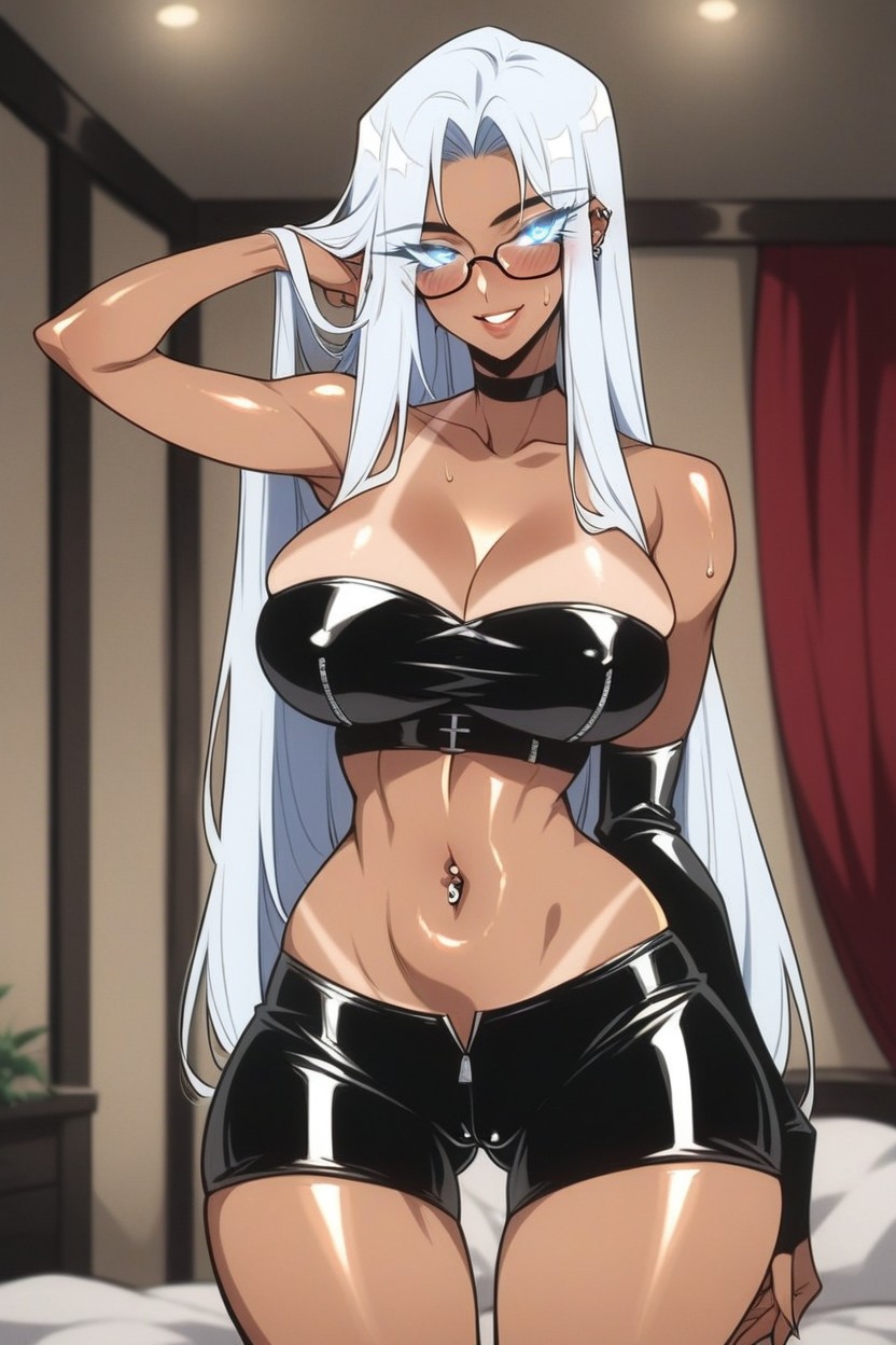 Dripping Pussy, Bedroom, Pierced Nipple Hentai AI Porn