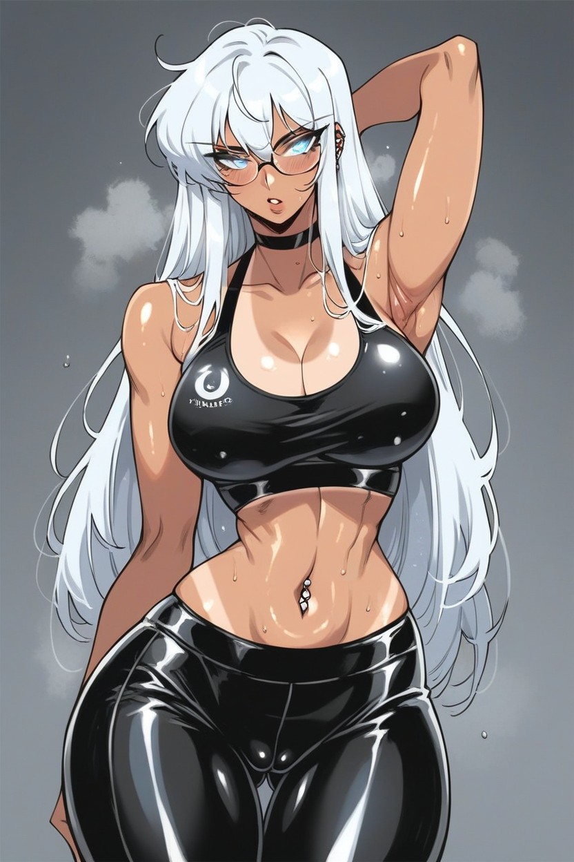 Large Circle Glasses, Thick Thighs, Long Lenght Hair Hentai AI Porn