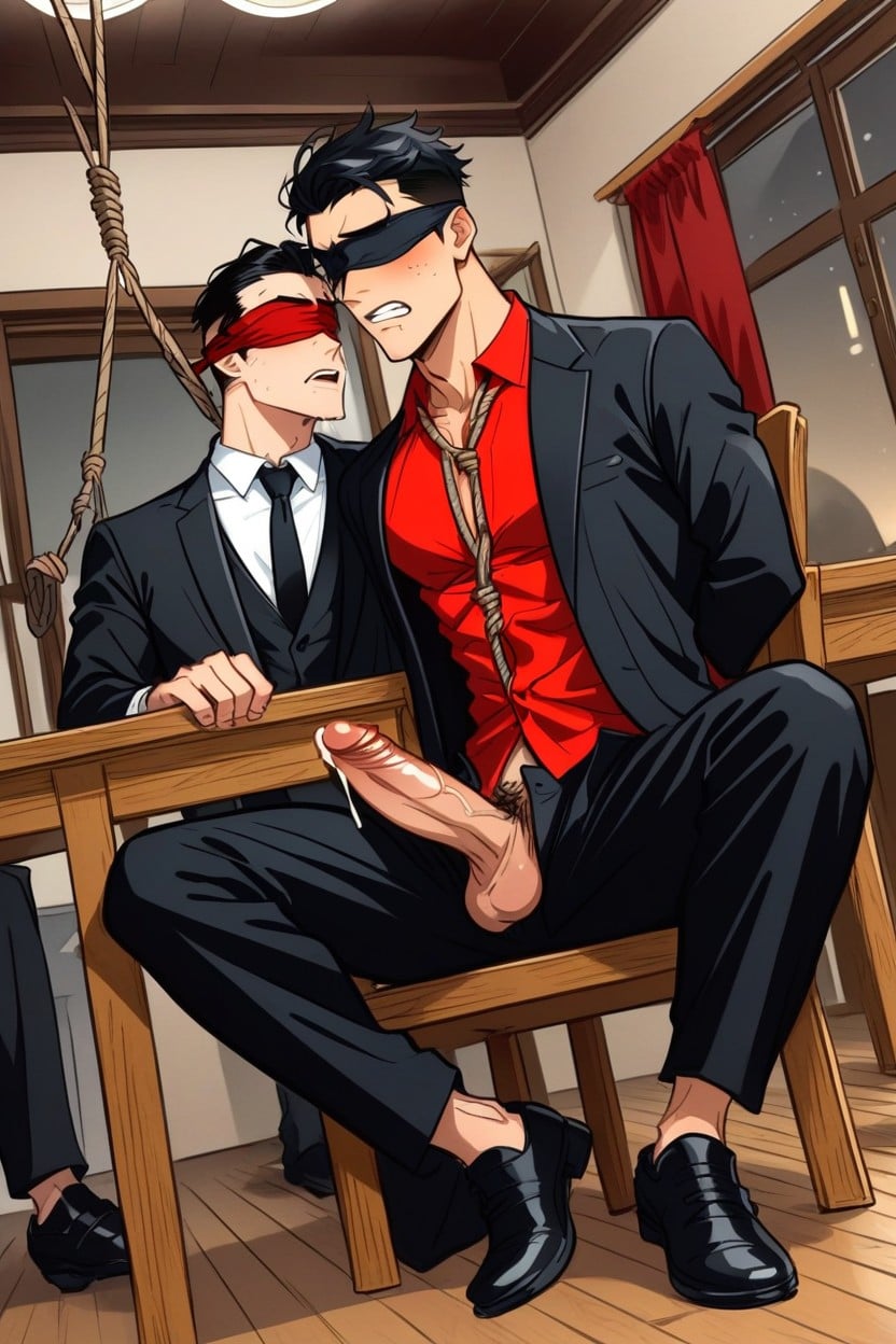 Shouting, Cock Is Out, Black Hair AI Gay Porn