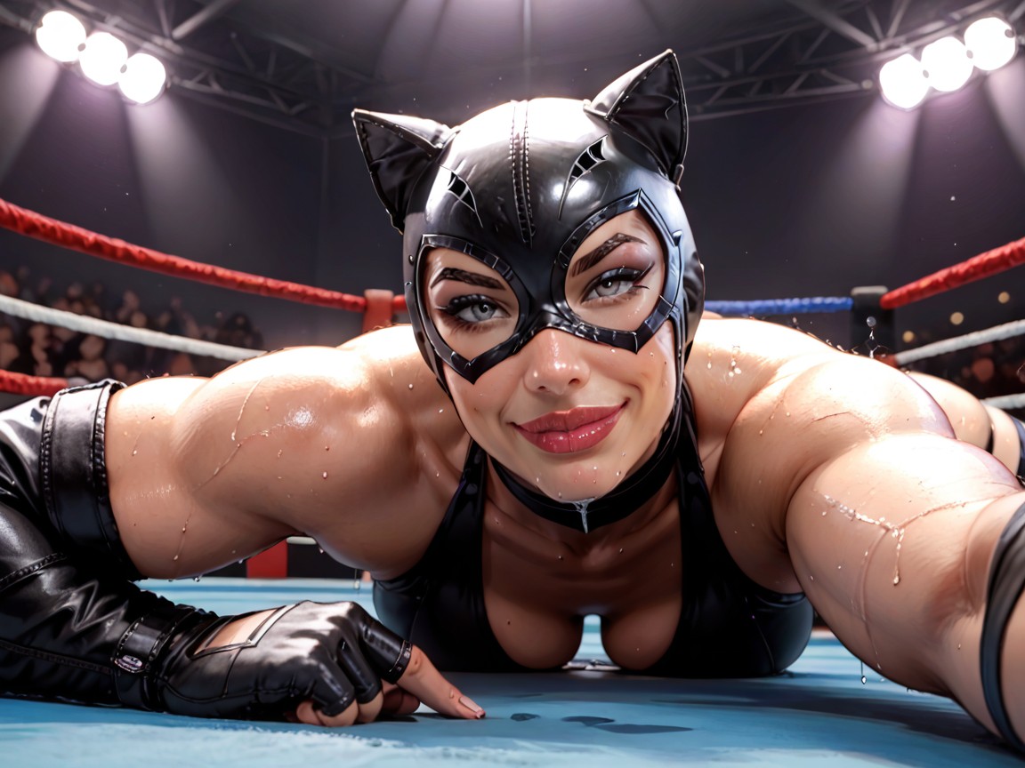 Latex Rubber Mask, Black Eyeshadow, Waist AI Porn