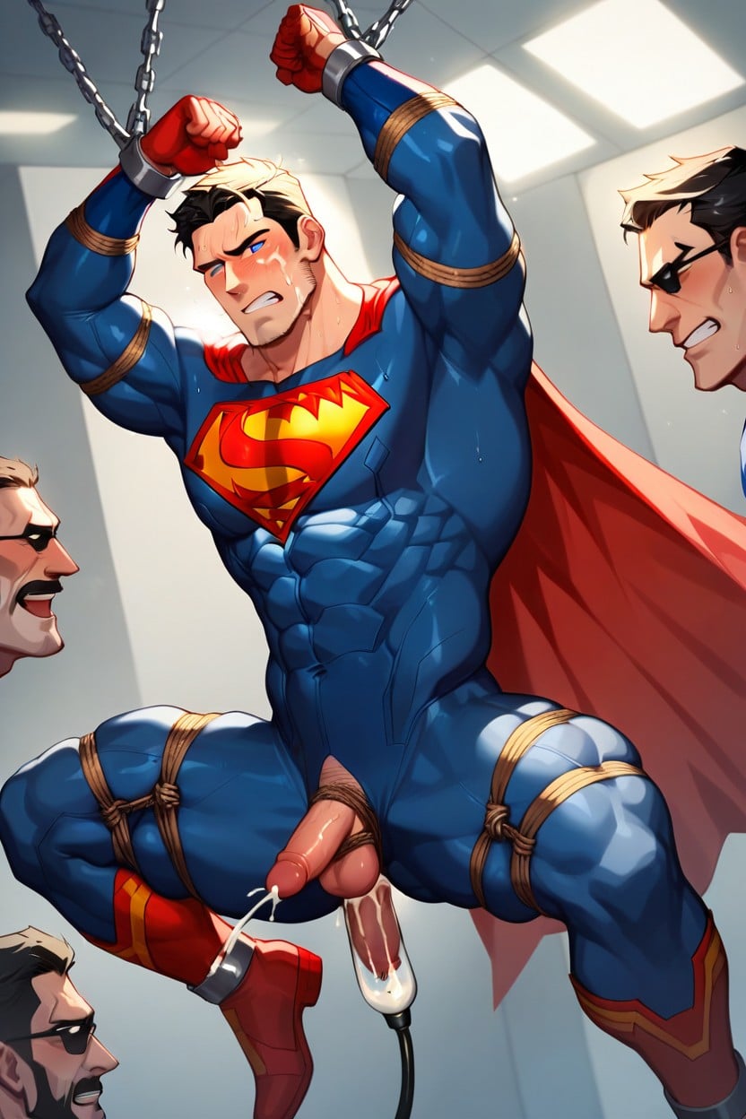 Angry, Blue Superman Costume, Hanging AI Gay Porn