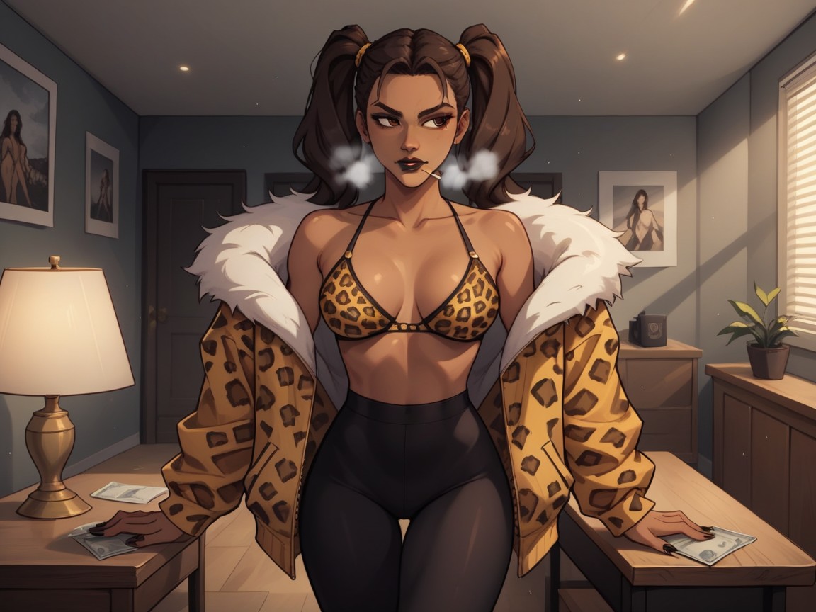 Coffee On Table, Brown Eyes, Pelo Moreno Porno IA