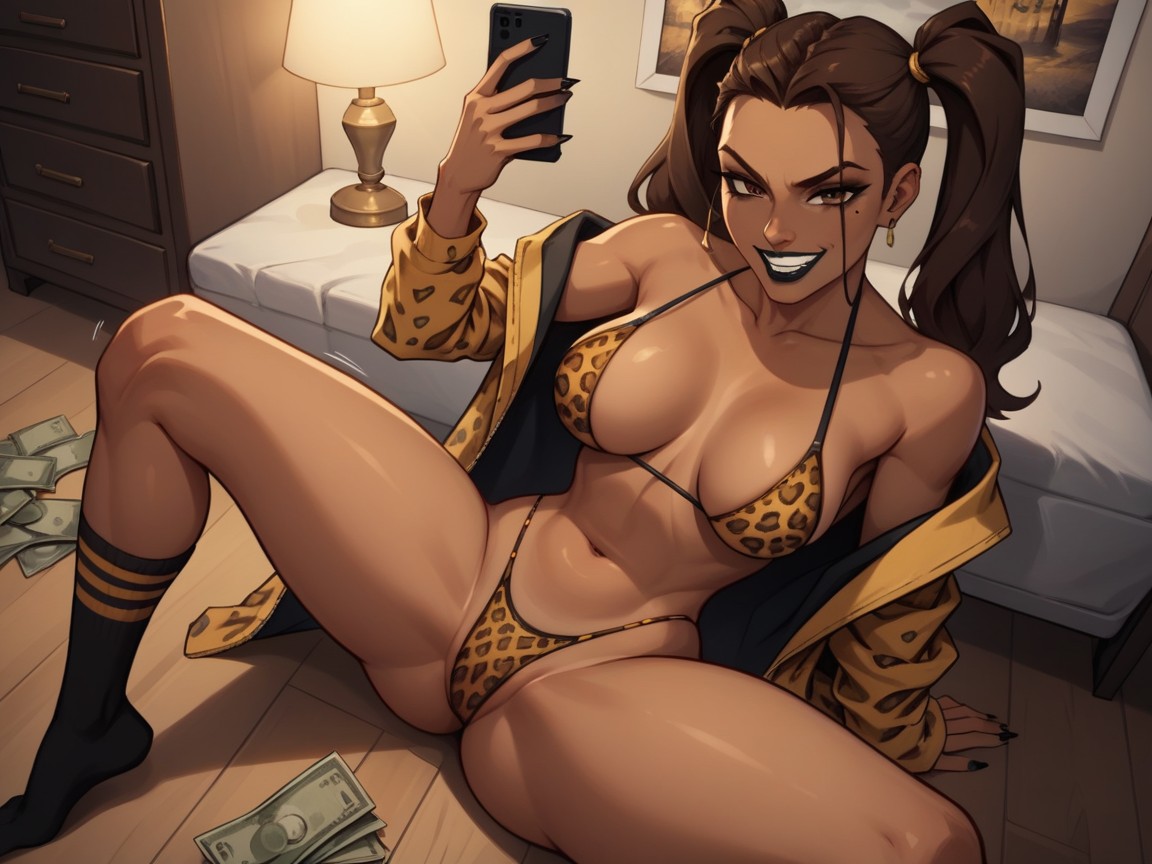 Sentada Con Las Piernas Abiertas, 1 Persona, Messy Apartment Porno IA