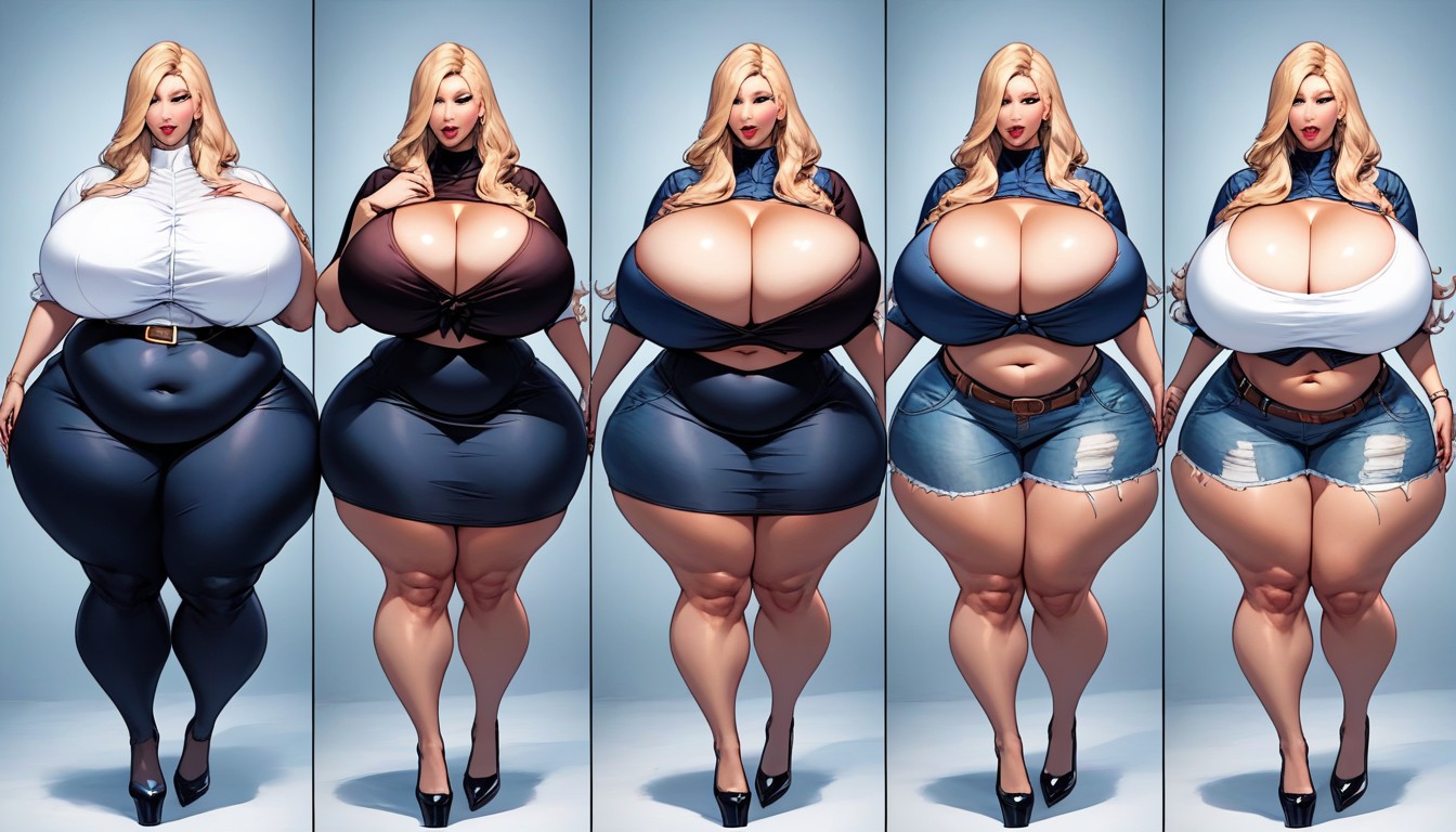 Extremely Hugely Fat Feedee Hucow Fetish, 极端下半身沉重, 粗大腿 丰满AI色情