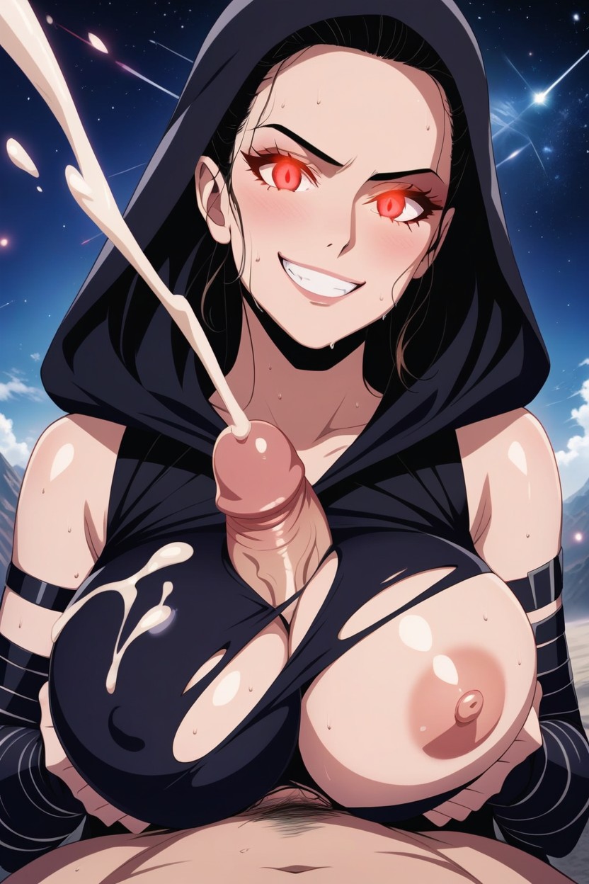 One Woman, So Many Cum Loads Are Splashed All Over On Tits, Stars Hentai AI Porn