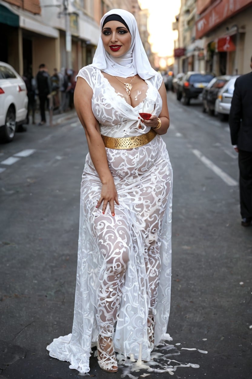 Fake Big Ass, Gold Belt, Fit Dress AI Porn
