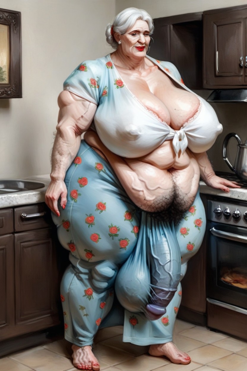 60+, Giant Tall Futanari, Grandma Is A Giant AI Porn