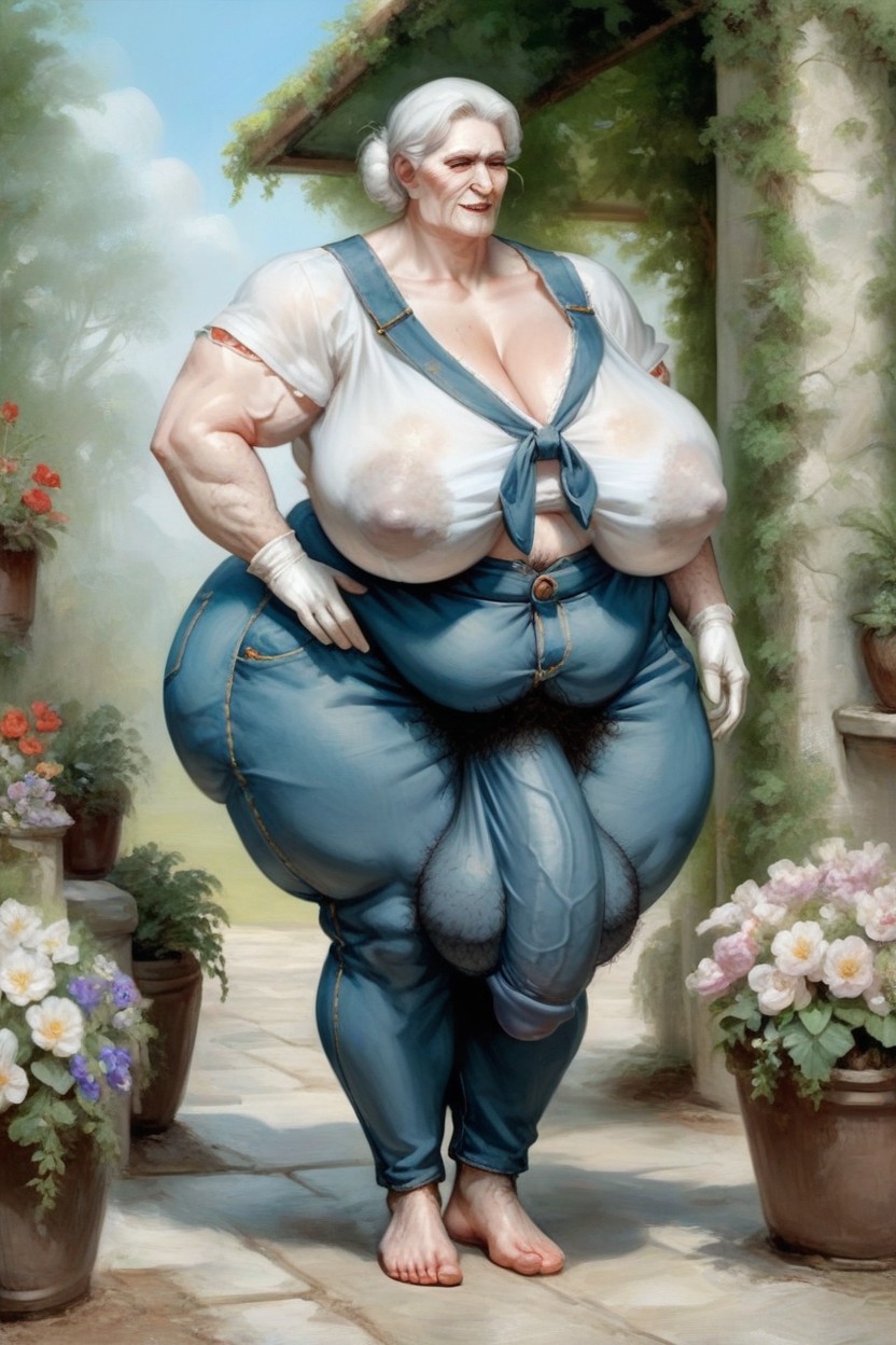 Extremely Large Ass, Extremely Wide Hips, Slick Hair AI Porn