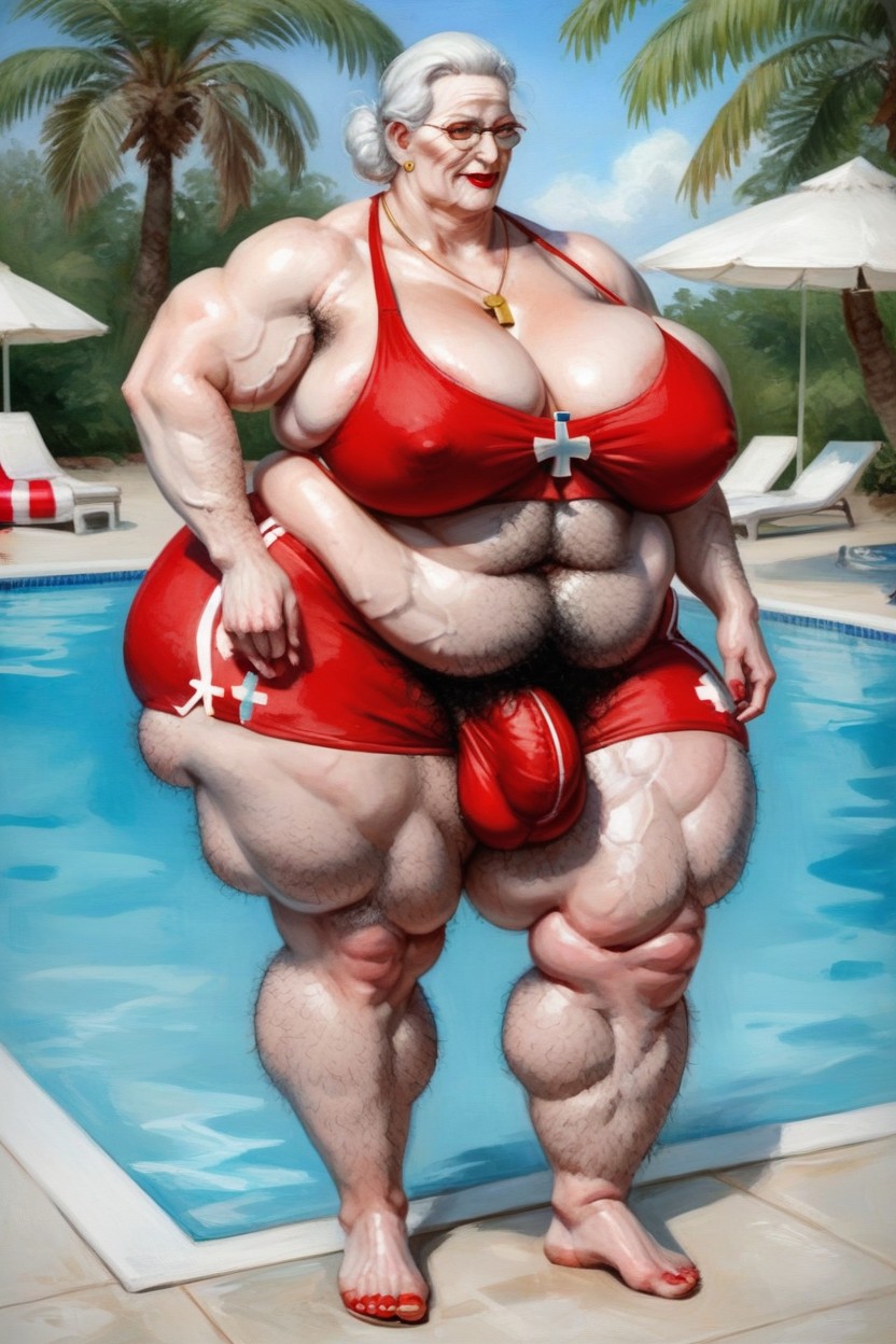 60+, Hair Down, Extremely Large Ass AI Porn
