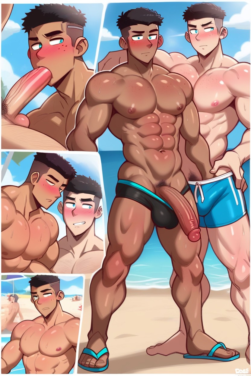 Blowjob, Shiny Skin, Sweaty AI Gay Porn